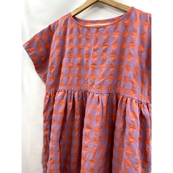 OFFON Oversized seersucker checks dress SILVINA - Picture 4 of 11